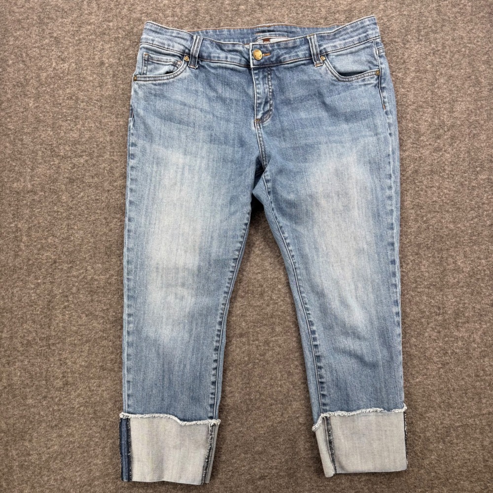 KUT from the Kloth Catherine Boyfriend Jeans 16W Medium Wash Cuffed Cropped